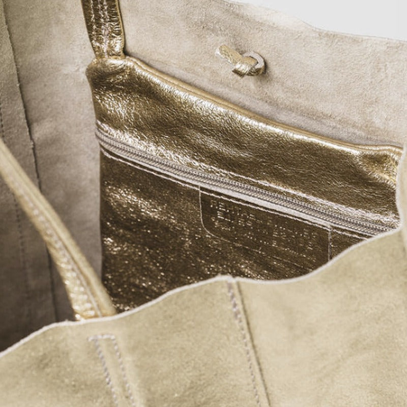 Soft Gold Metallic Leather Tote – Italian Craftsmanship by Sostter at brixbailey.com