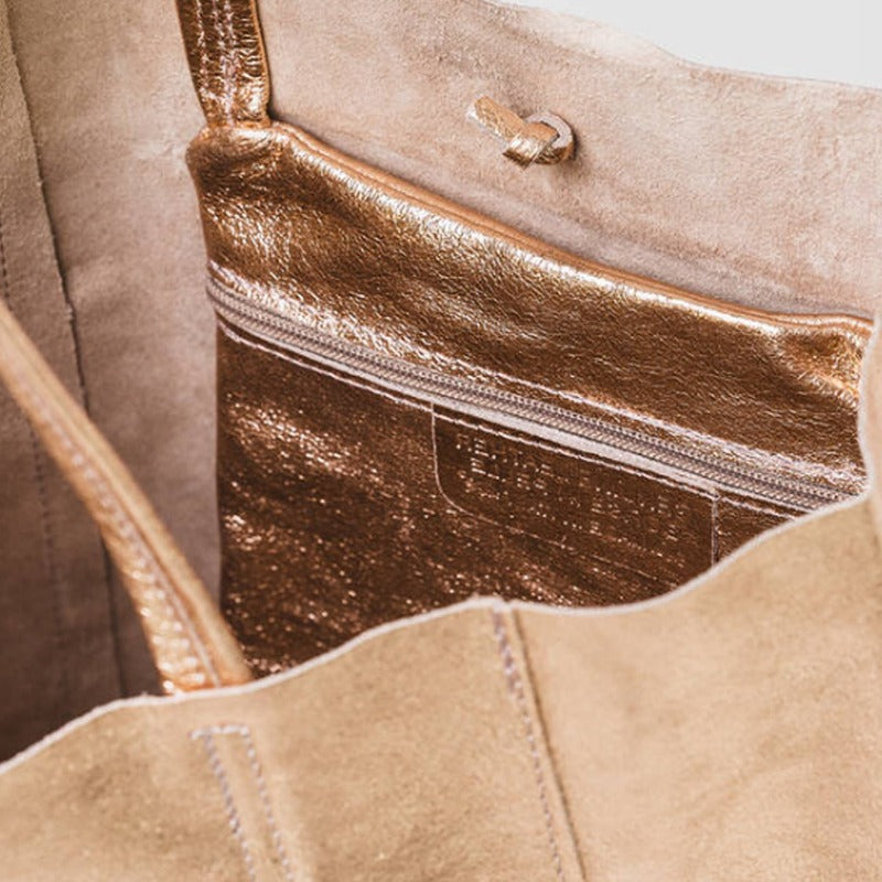 Rose Gold Italian Leather Tote – Secure & Stylish Everyday Bag by Sostter at brixbailey.com