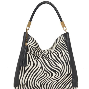 Zebra Print Calf Hair And Leather Grab Bag |
