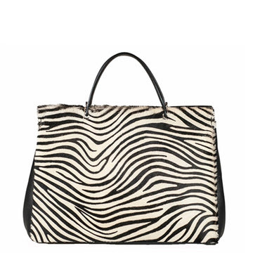 Zebra Print Hair On Leather Grab Shoulder Bag Sostter womens Animal Print Bag