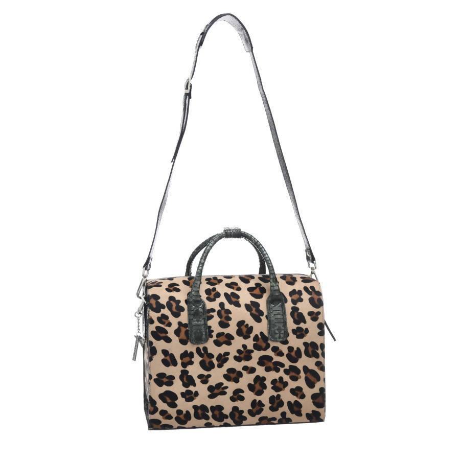 Leopard Print Hair On Hide Leather Structured Top Handle Bag - Brix and Bailey® - Contemporary Bag, Watch and Accessory Brand