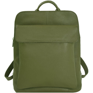 Olive Green Leather Flap Pocket Backpack Brix and Bailey  Brand Sostter