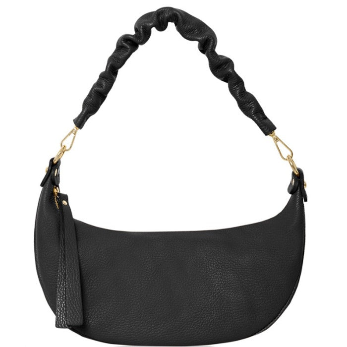 Black Pebbled Baguette Leather Shoulder Bag Sostter Brix Bailey