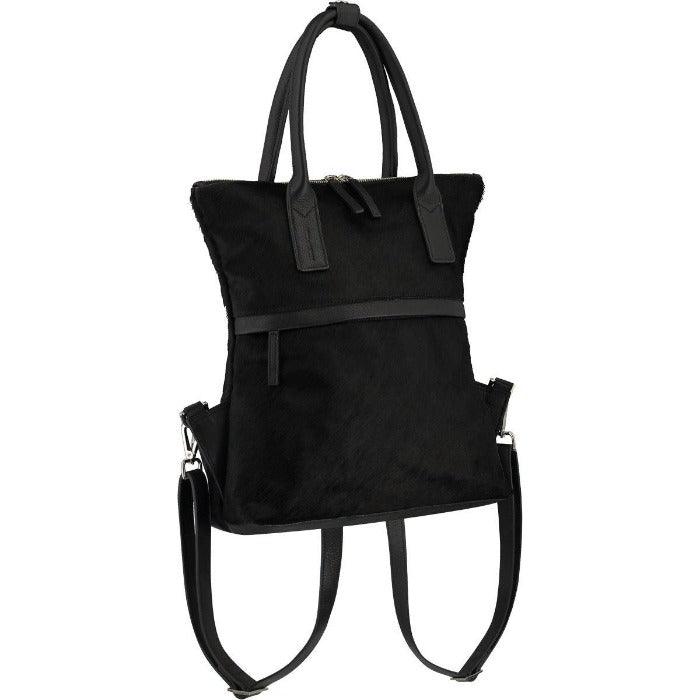 Black Calf Hair Leather Backpack | Byrre - Brix + Bailey