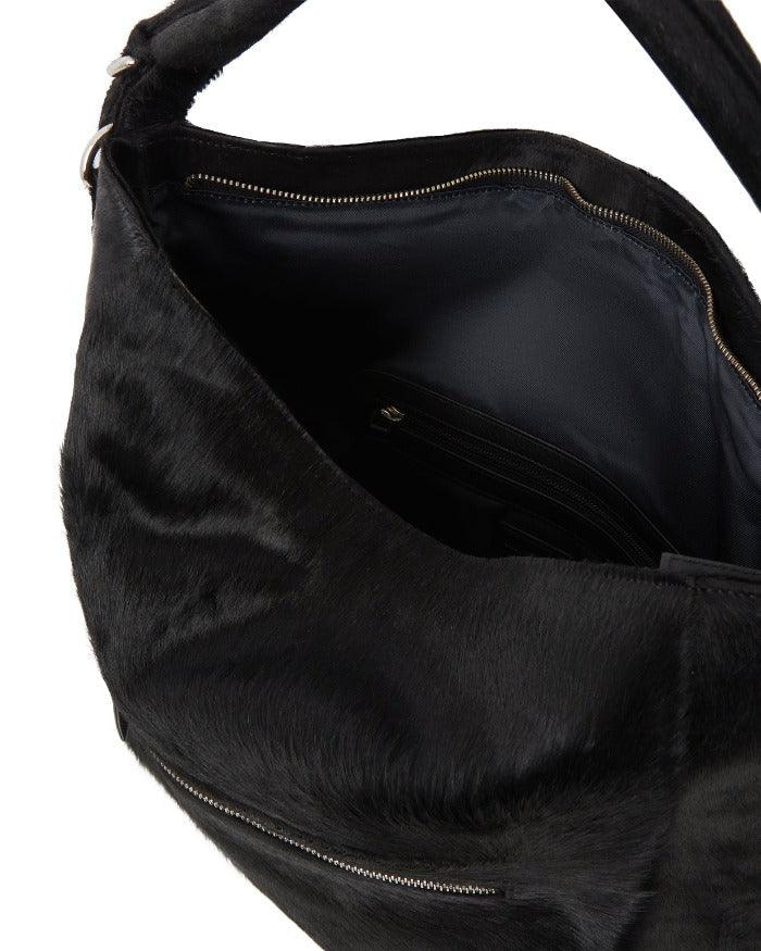 Black Calf Hair Leather Top Handle Grab Bag | Bxaaa - Brix + Bailey