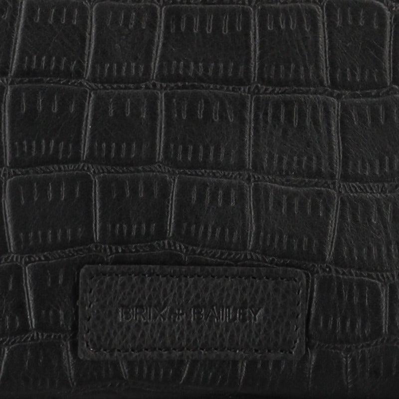 Black Croc Print Leather Crossbody Bag | Byrxi - Brix + Bailey
