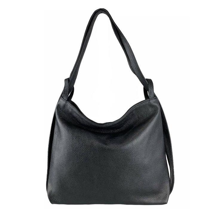 Black Pebbled Leather Tote – Versatile & Stylish Shopper/Backpack by Sostter at brixbailey.com