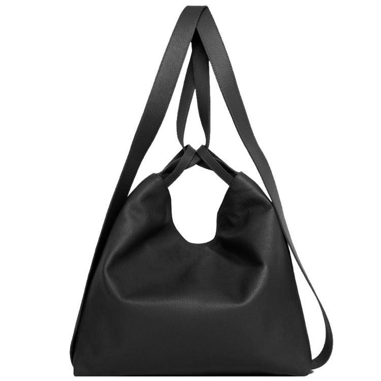 Black Pebbled Leather Tote – Versatile & Stylish Backpack/Shopper by Sostter at brixbailey.com