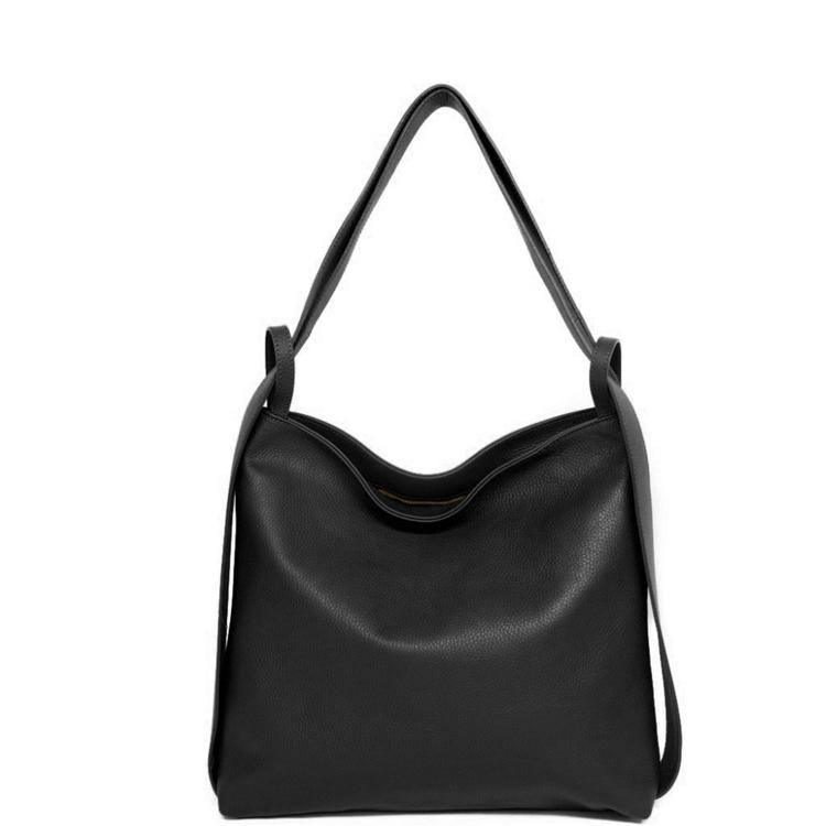Black Pebbled Leather Convertible Tote Backpack - Brix + Bailey