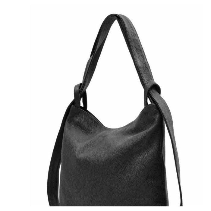 Black Pebbled Leather Tote – Versatile & Luxurious Shopper/Backpack by Sostter at brixbailey.com
