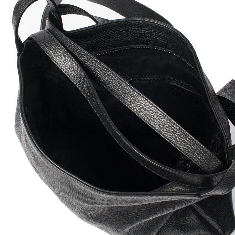 Black Pebbled Leather Tote – Versatile & Stylish Shopper/Backpack by Sostter at brixbailey.com