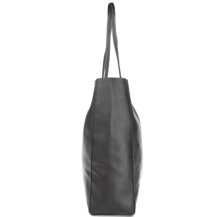 Black Pebbled Leather Tote Shopper - Brix + Bailey