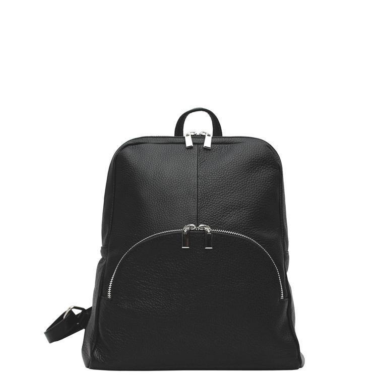 Black Small Pebbled Leather Backpack - Brix + Bailey