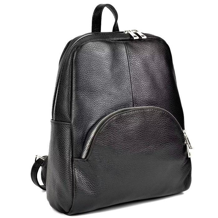 Black Small Pebbled Leather Backpack - Brix + Bailey