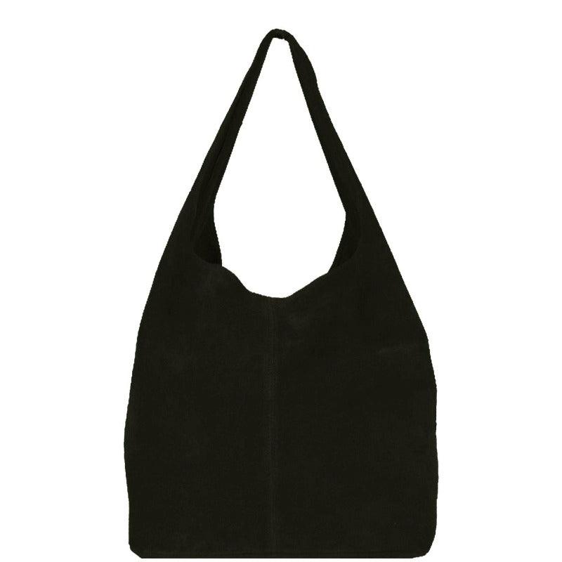 Black Italian Suede Hobo Bag – Elegant & Secure Everyday Style by Sostter at brixbailey.com