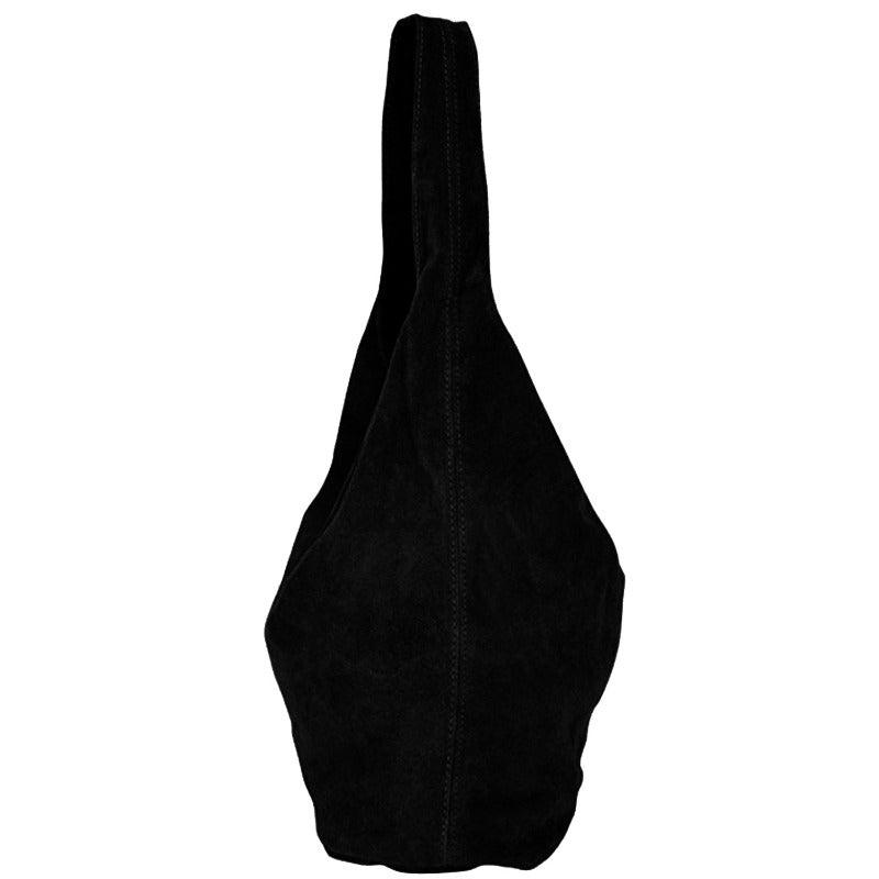 Luxurious Black Suede Leather Hobo Bag – Stylish & Secure by Sostter at brixbailey.com