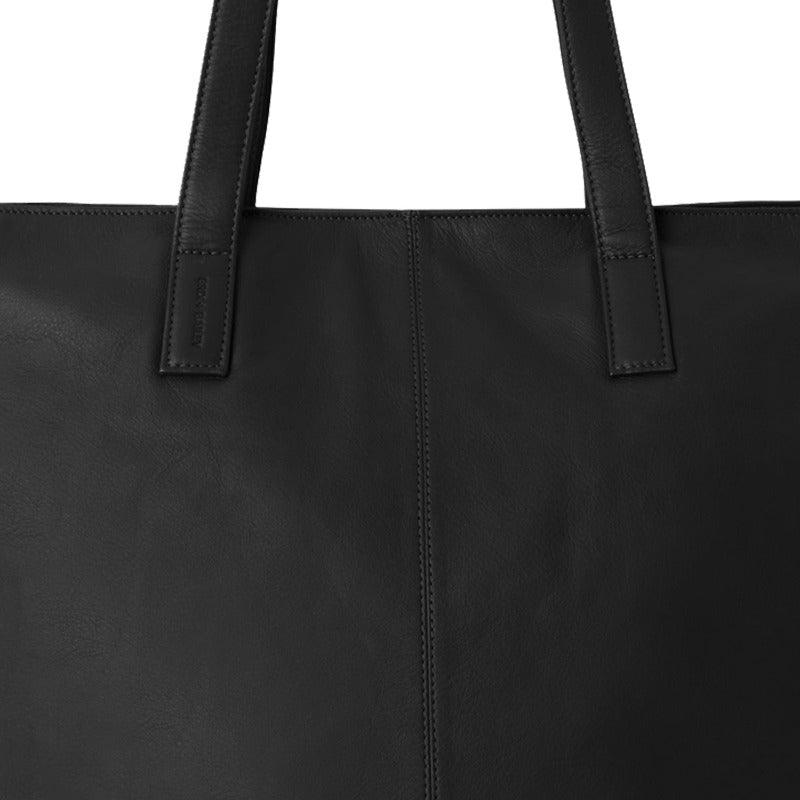 Black Zipped Leather Everyday Tote - Brix + Bailey