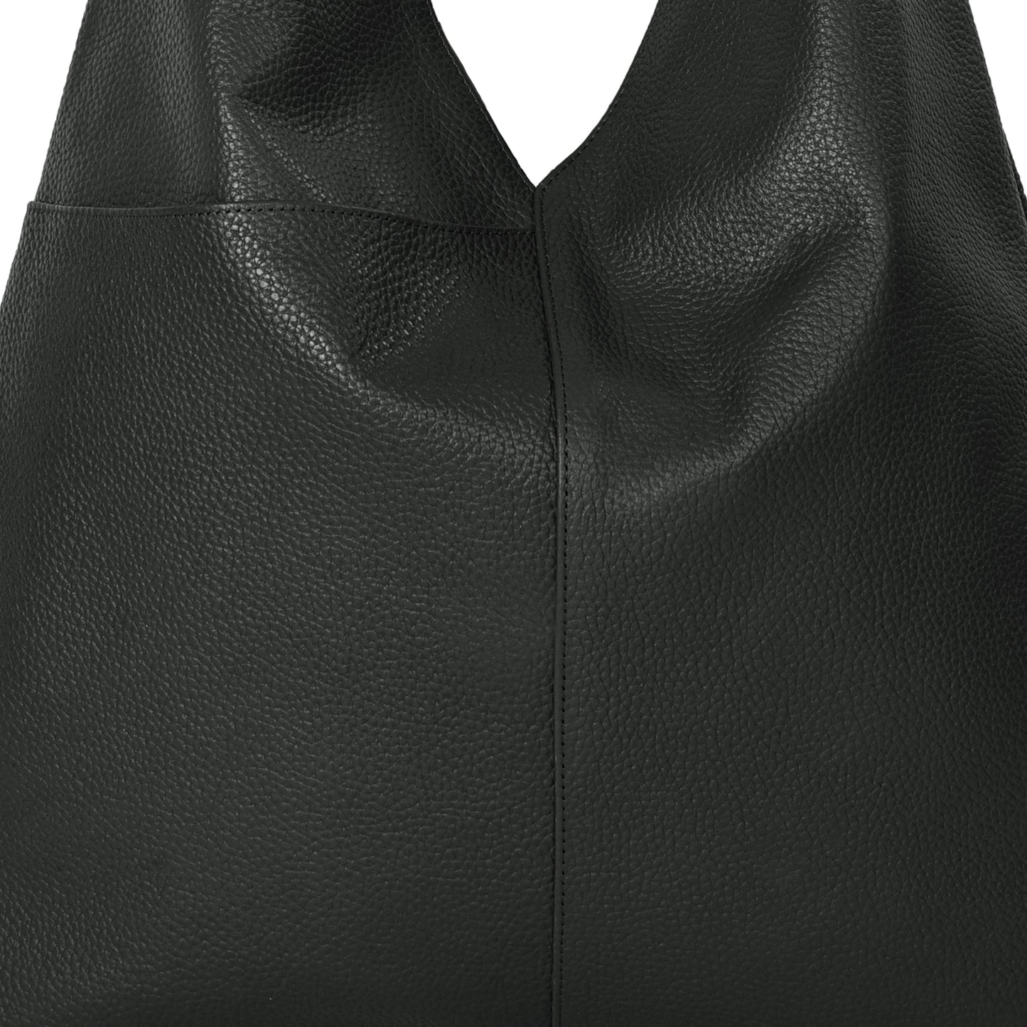 Black Pocket Boho Leather Bag