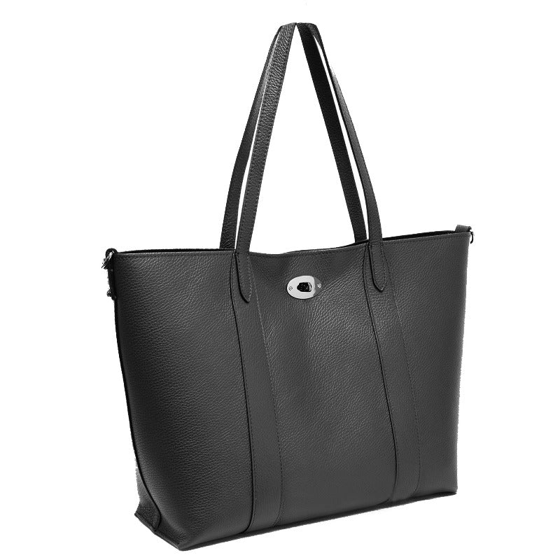 Black Horizontal Zipped Top Leather Tote  Womens Leather Tote Bag Brix Bailey Sostter