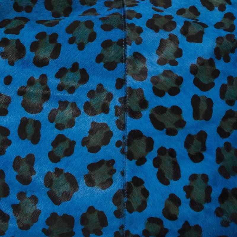 Blue Leopard Print Calf Hair Leather Top Handle Grab Bag - Brix + Bailey