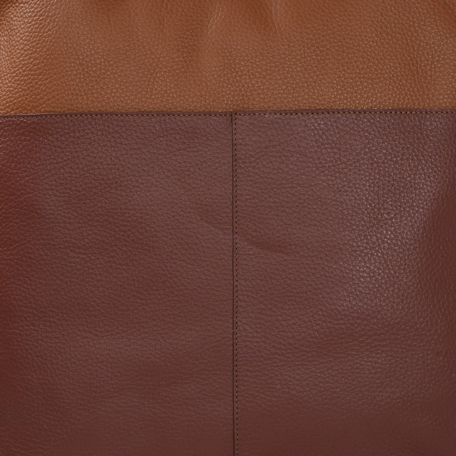 Chocolate And Camel Two Tone Leather Tote