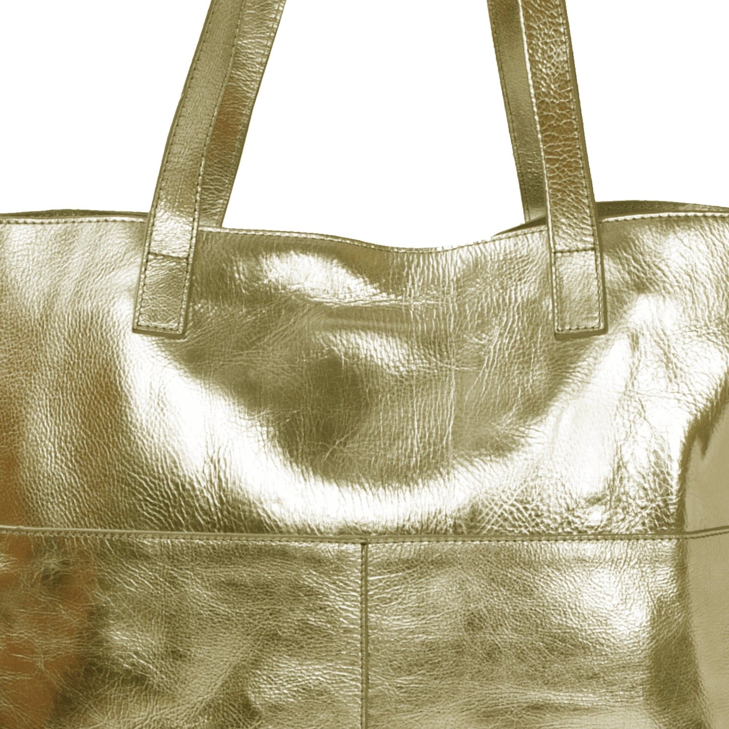 Gold Horizontal Metallic Leather Tote Bag Brix and Bailey Ethical Tote Bag