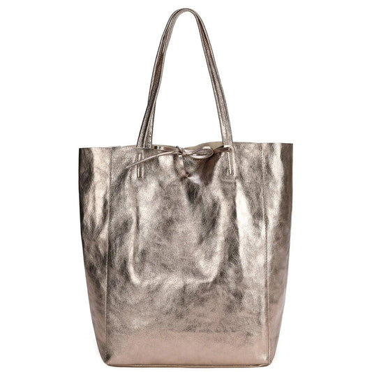 Bronze Metallic Leather Tote Shopper Bag - Brix + Bailey