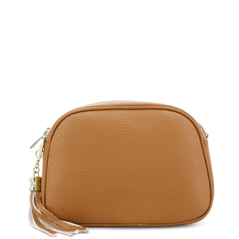 Camel Leather Crossbody Bag – Elegant & Functional Style by Sostter at brixbailey.com