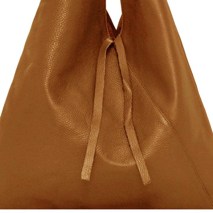 Camel Pebbled Boho Leather Bag - Brix + Bailey