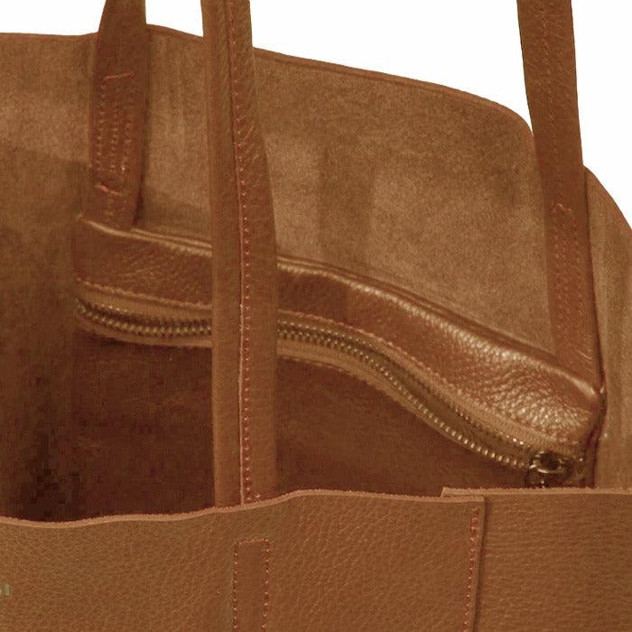 Camel Pebbled Leather Tote Shopper - Brix + Bailey