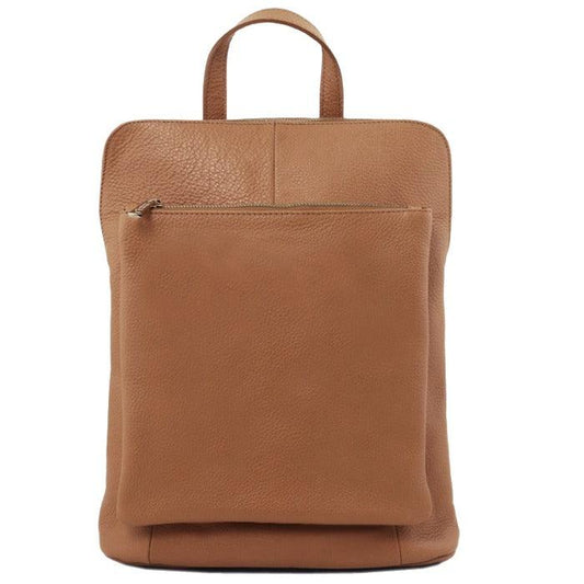 Camel Soft Pebbled Leather Pocket Backpack - Brix + Bailey