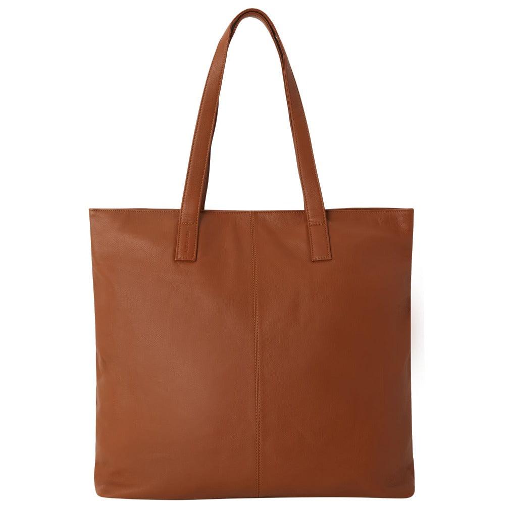 Camel Zipped Leather Everyday Tote - Brix + Bailey