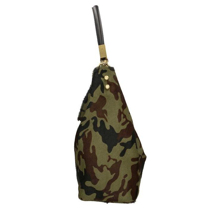 Luxurious Camouflage Calf Hair Leather Bag – Versatile & Chic by Sostter at brixbailey.com