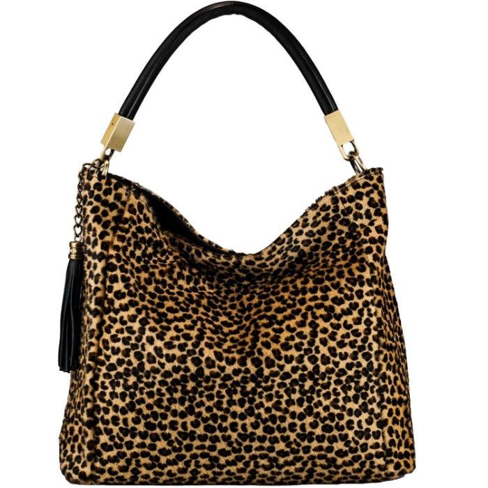 Cheetah Print Calf Hair Leather Tassel Grab Bag - Brix + Bailey