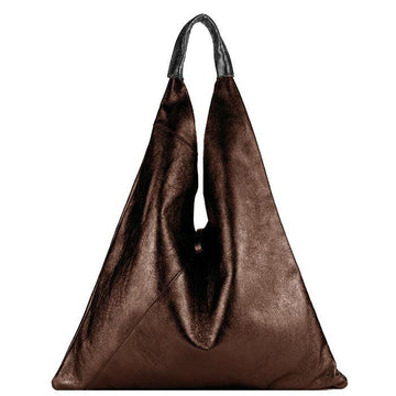 Chesnut Brown Metallic Boho Leather Bag - Brix + Bailey