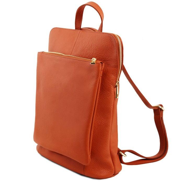 Clementine Soft Pebbled Leather Pocket Backpack - Brix + Bailey