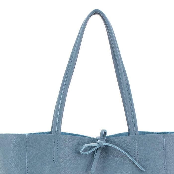 Cornflower Pebbled Leather Tote Shopper - Brix + Bailey