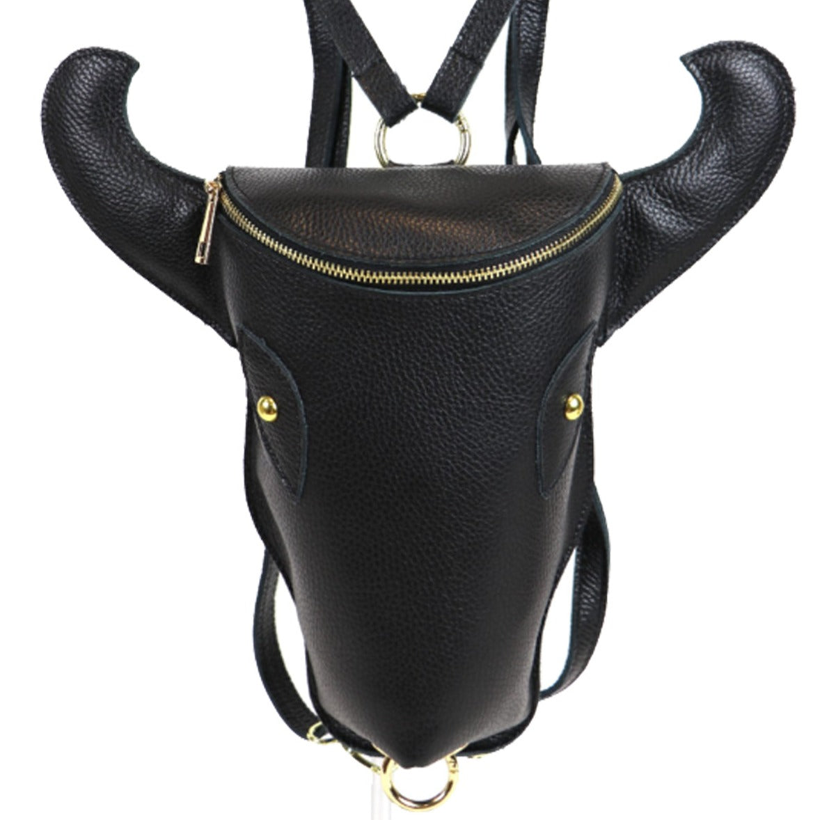 Black Cow Head Leather Backpack