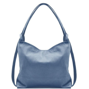 Denim Blue Pebbled Leather Convertible Tote Backpack - Brix + Bailey