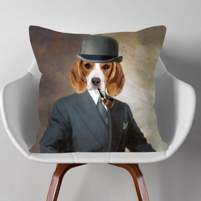 Dog In A Bowler Hat Oil Painting Cushion Pillow - Brix + Bailey