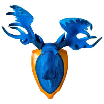 Electric Blue Moose Head Wall Decoration - Brix + Bailey