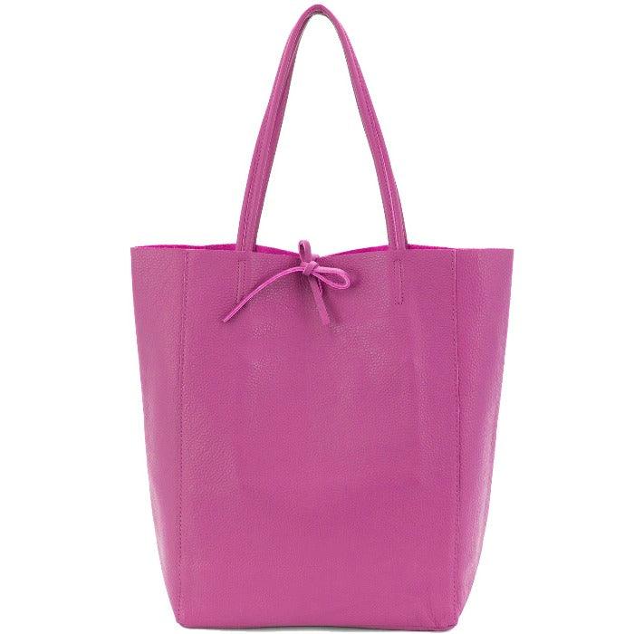 Fuchsia Pink Italian Leather Tote – Elegant & Secure by Sostter at brixbailey.com