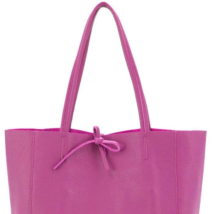 Fuchsia Pink Italian Leather Tote – Stylish & Spacious by Sostter at brixbailey.com