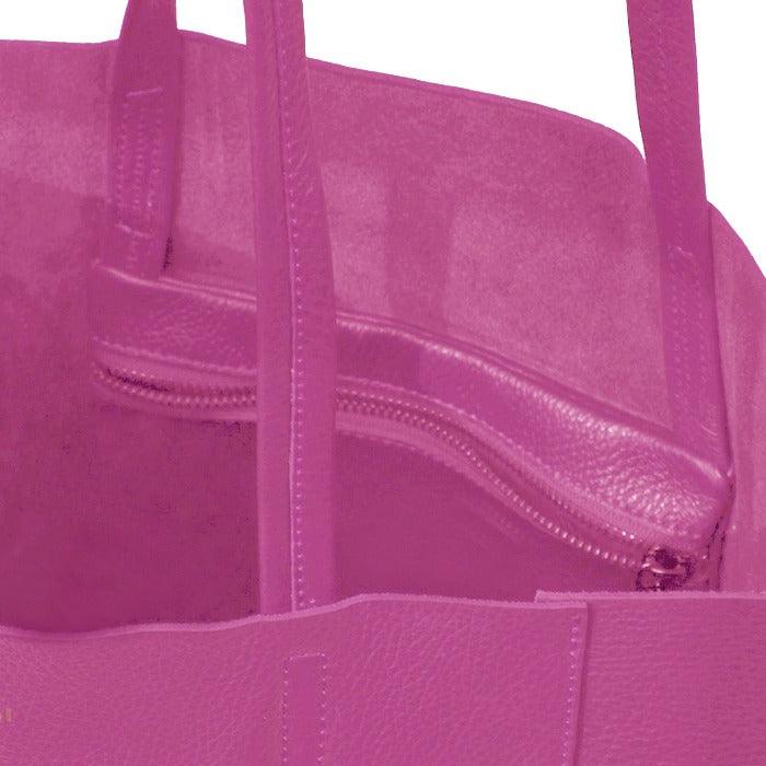 Fuchsia Pink Leather Tote – Chic & Spacious Italian Craftsmanship by Sostter at brixbailey.com