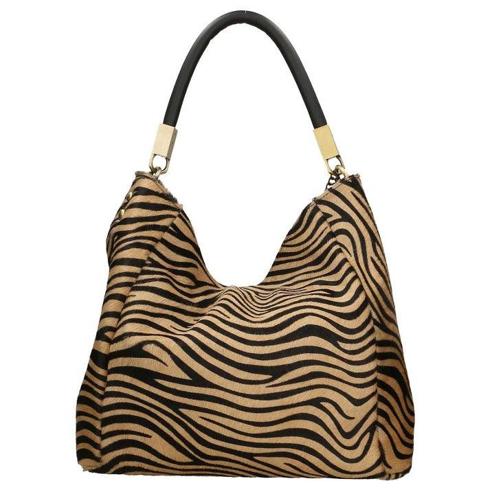 Gold Zebra Print Leather Tassel Grab Bag – Elegant & Versatile by Sostter at brixbailey.com