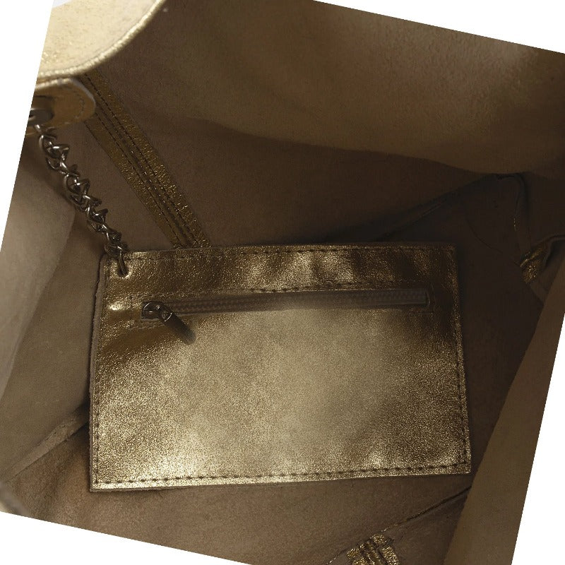 Gold Metallic Leather Hobo Bag – Chic Elegance & Practicality by Sostter at brixbailey.com