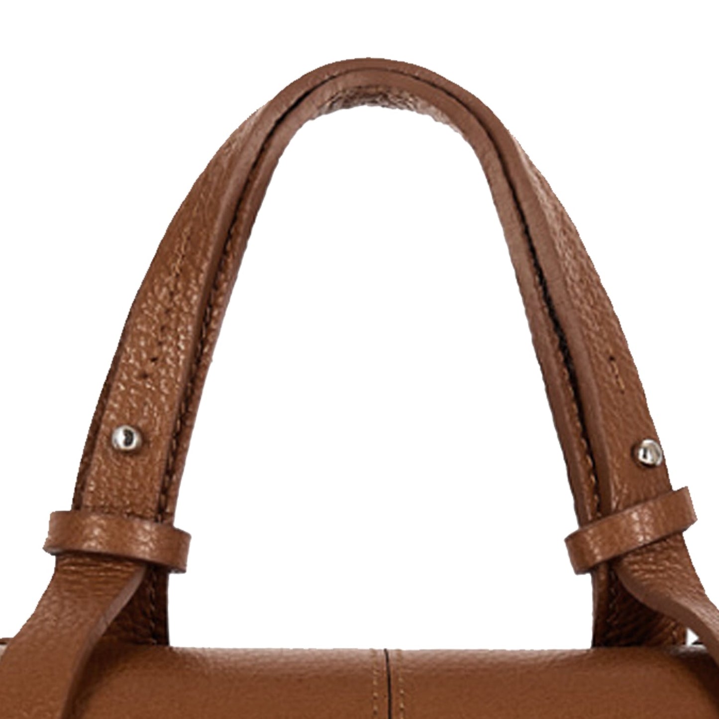 Camel Pebbled Leather Tassel Grab Bag