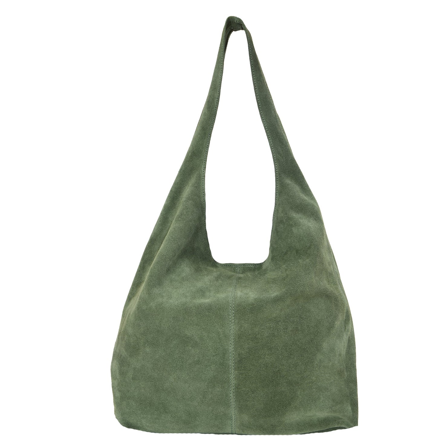 Olive Green Suede Leather Hobo Boho Shoulder Bag