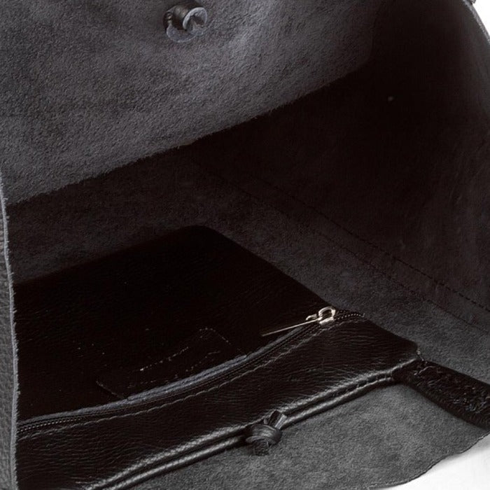 Black Metallic Leather Tote – Sophisticated & Spacious by Sostter at brixbailey.com