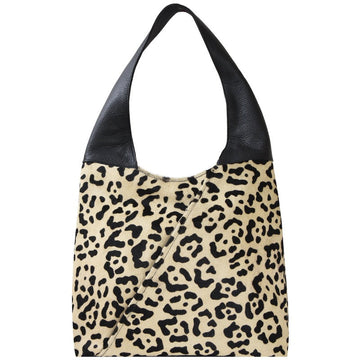 Ivory Leopard Print Leather Shoulder Hobo Bag Brix Bailey Ethical Sustainable Leather Brand 